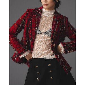 Anthropologie 'Walter Baker Damon' Red  Tweed Blazer Size XS